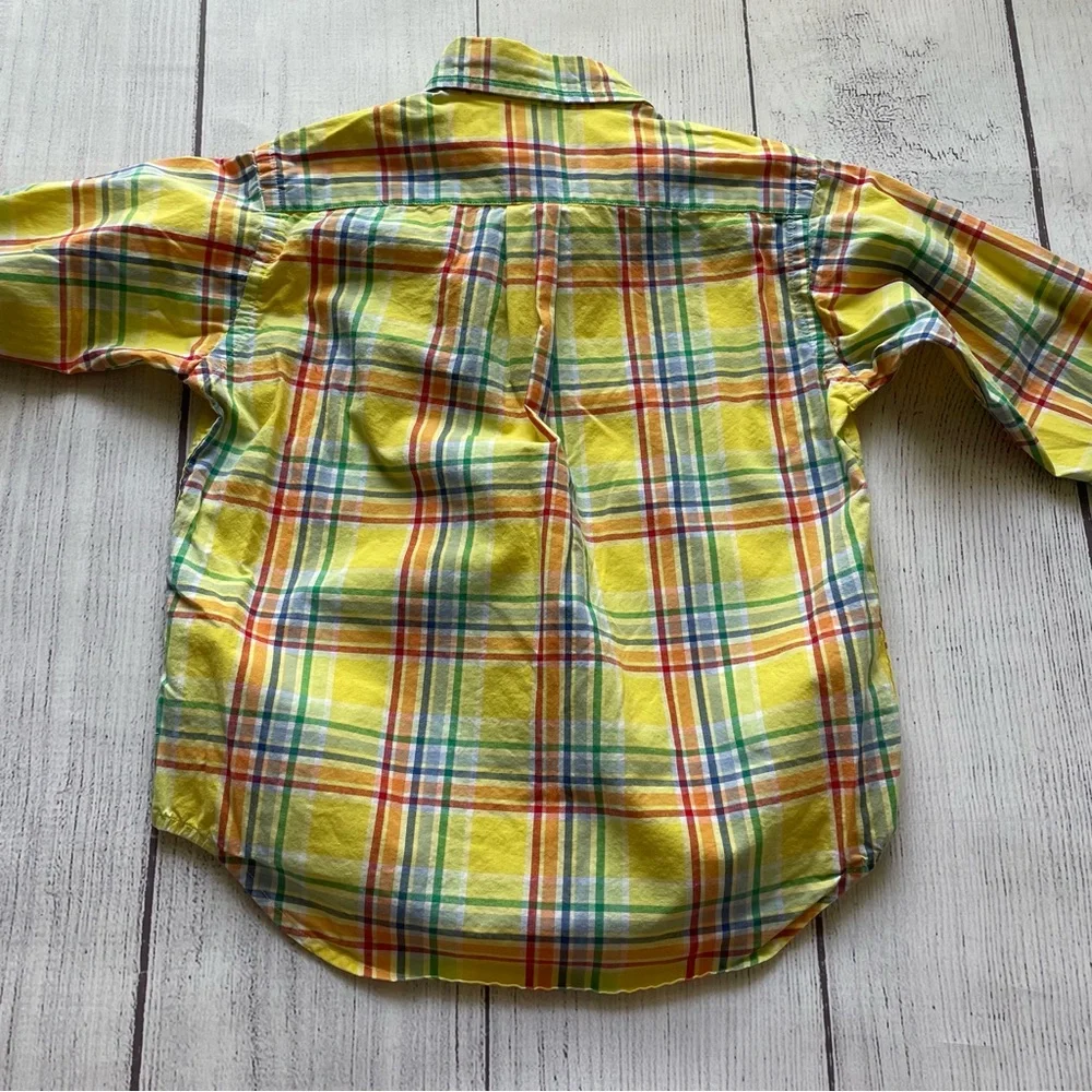 Ralph Lauren Yellow, Red & Green Plaid Short Sleeve Button Down Size 6